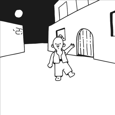 Night Walk coloring page to paint online, black outlines on white background