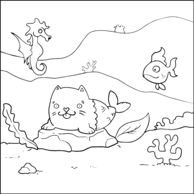 Mercat coloring page to paint online, black outlines on white background