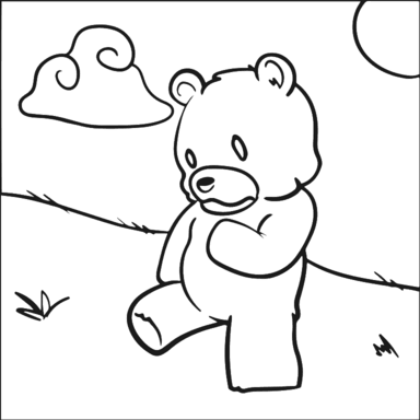 Teddy Bear coloring page to paint online, black outlines on white background