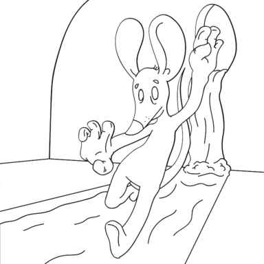 Jumping Mouse coloring page to paint online, black outlines on white background