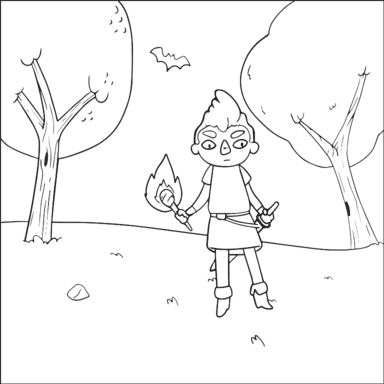Forest Explorer coloring page to paint online, black outlines on white background