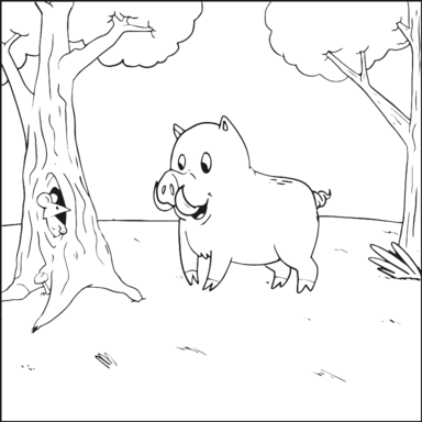 Forest Boar coloring page to paint online, black outlines on white background